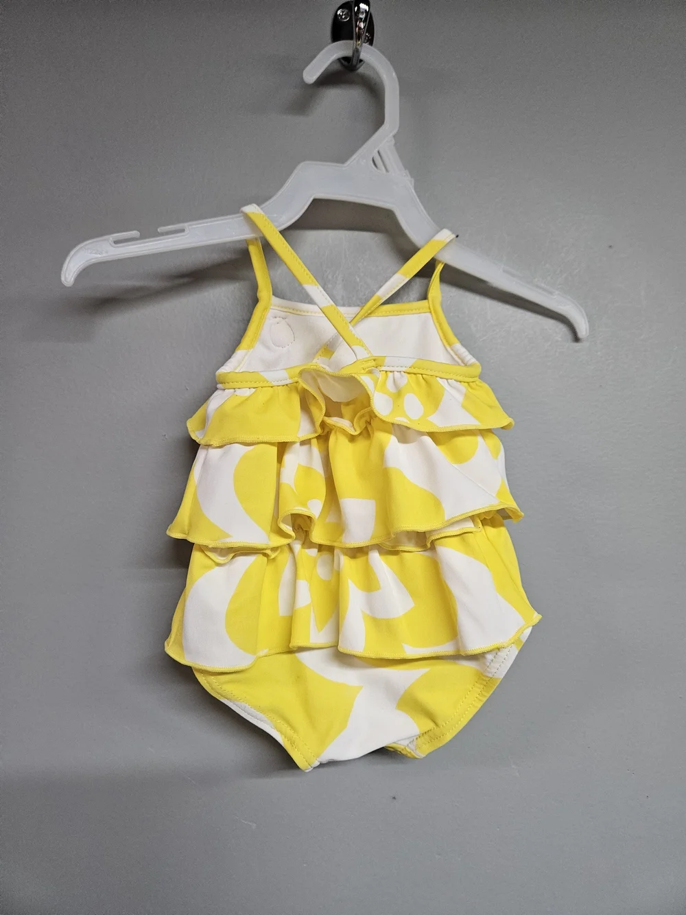 Carter's 3 MonthYellow and White Floral Ruffle One-Piece Swimsuit with Pink Rose